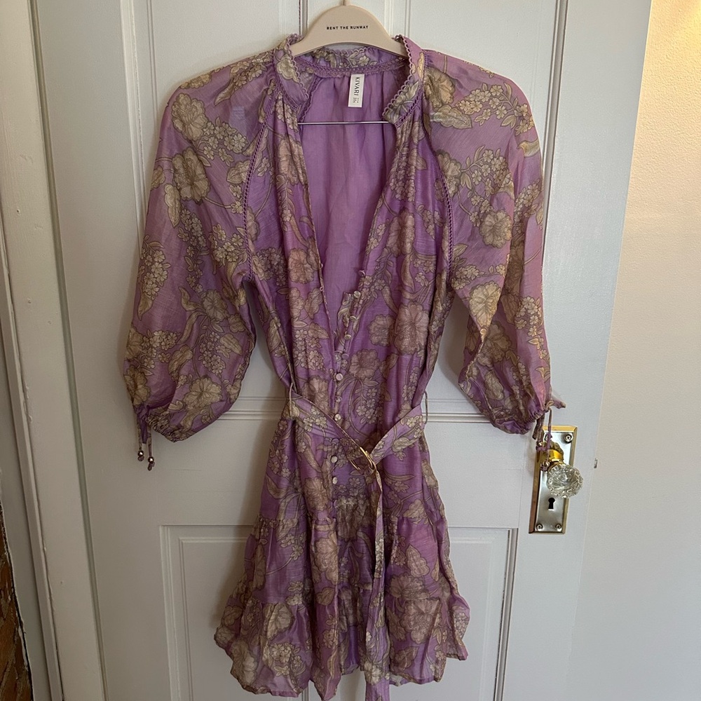 Kivari Floral Sheer Purple Dress